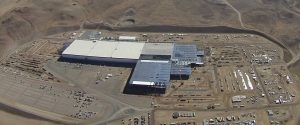 Drone aerial photo of Tesla Gigafactory job site