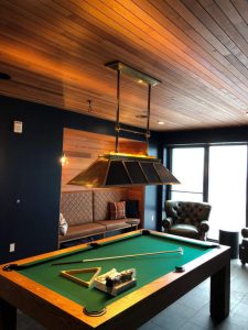 Pool table in billiards room at Block 294 in Portland