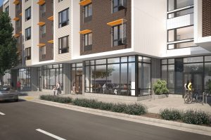 Exterior rendering of new affordable housing community Beatrice Morrow in Portland, OR