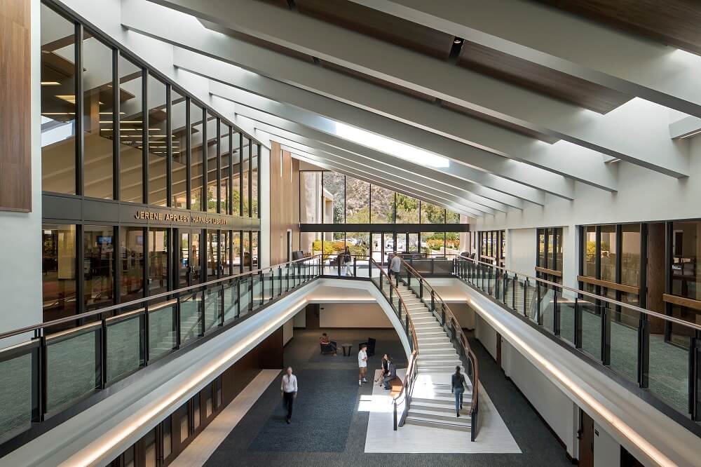Interior rendering of the remodeled Pepperdine Law School atrium