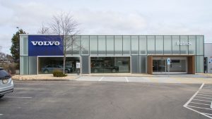 Exterior of the remodeled service center for Patrick Volvo in Schaumburg, IL