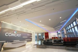 Welcome area and reception at Comcast Cable Communications headquarters in Atlanta, GA