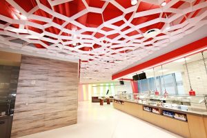 Complex ceiling and lighting work at Comcast Cable Communication offices in Atlanta, GA