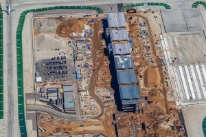 Bird's eye view of LAWA Midfield LAX expansion project.